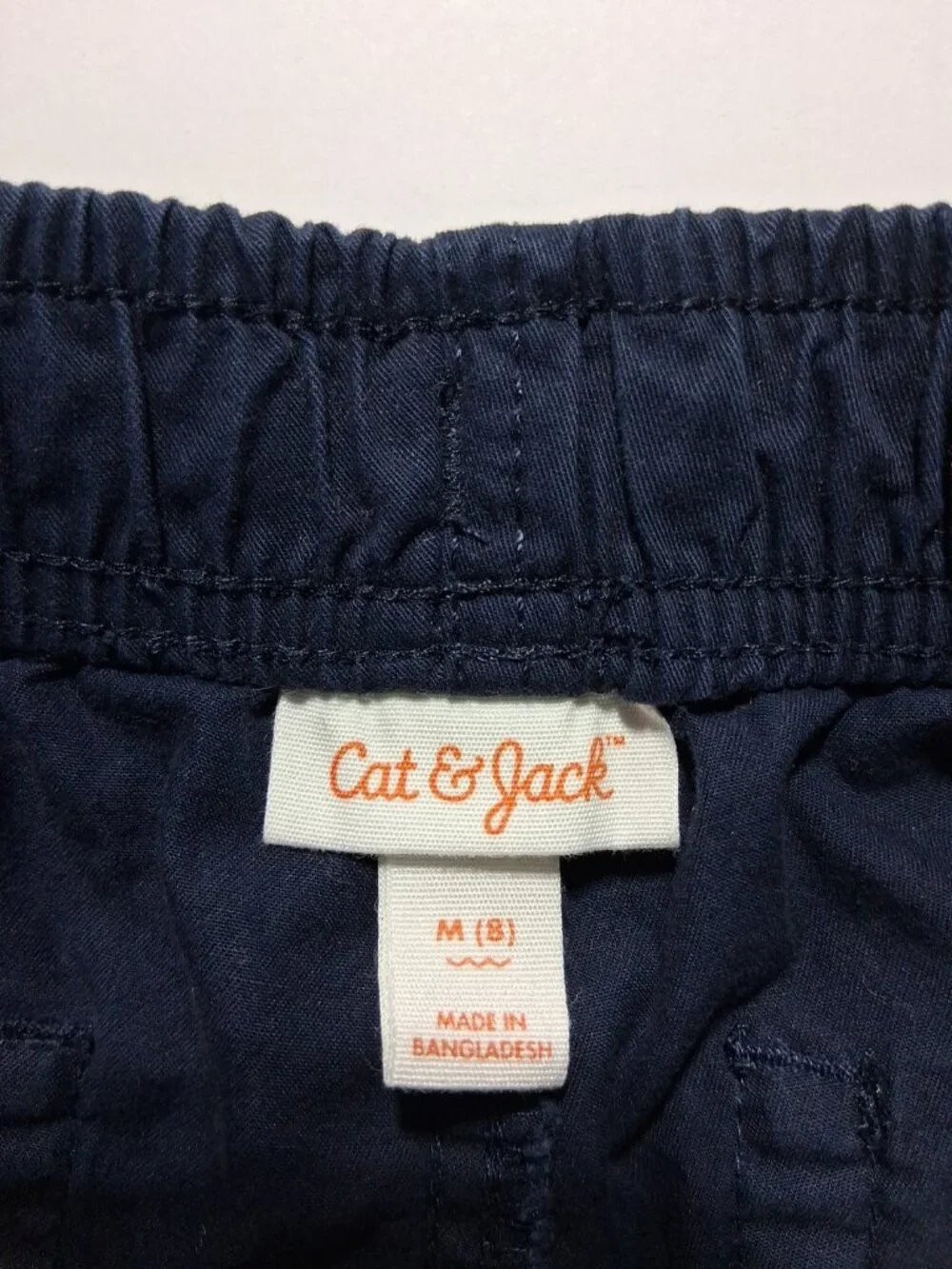 Boys Cat and Jack Khaki Shorts Size Medium (8) Navy Blue Drawstring With Pockets